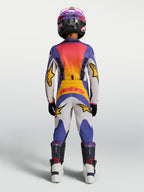 Alpinestars Pantaloni Fluid Drag Ragazzo 2027, pantaloni da motocross per ragazzi, blu, bianchi e gialli, in poliestere 600D resistente con costruzione ergonomica pre-curvata, ideali per performance fuoristrada e MX.
