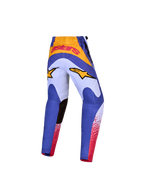 Alpinestars Pantaloni Fluid Drag Ragazzo 2027, pantaloni da motocross blu e oro, vista posteriore con vestibilità ergonomica precurvata e rinforzi in poliestere 600D per giovani piloti.