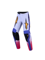 Alpinestars Pantaloni Fluid Drag ragazzo, pantaloni da motocross ed off-road, lilla e blu iris con loghi gialli, in poliestere 600D con chiusura a cricchetto