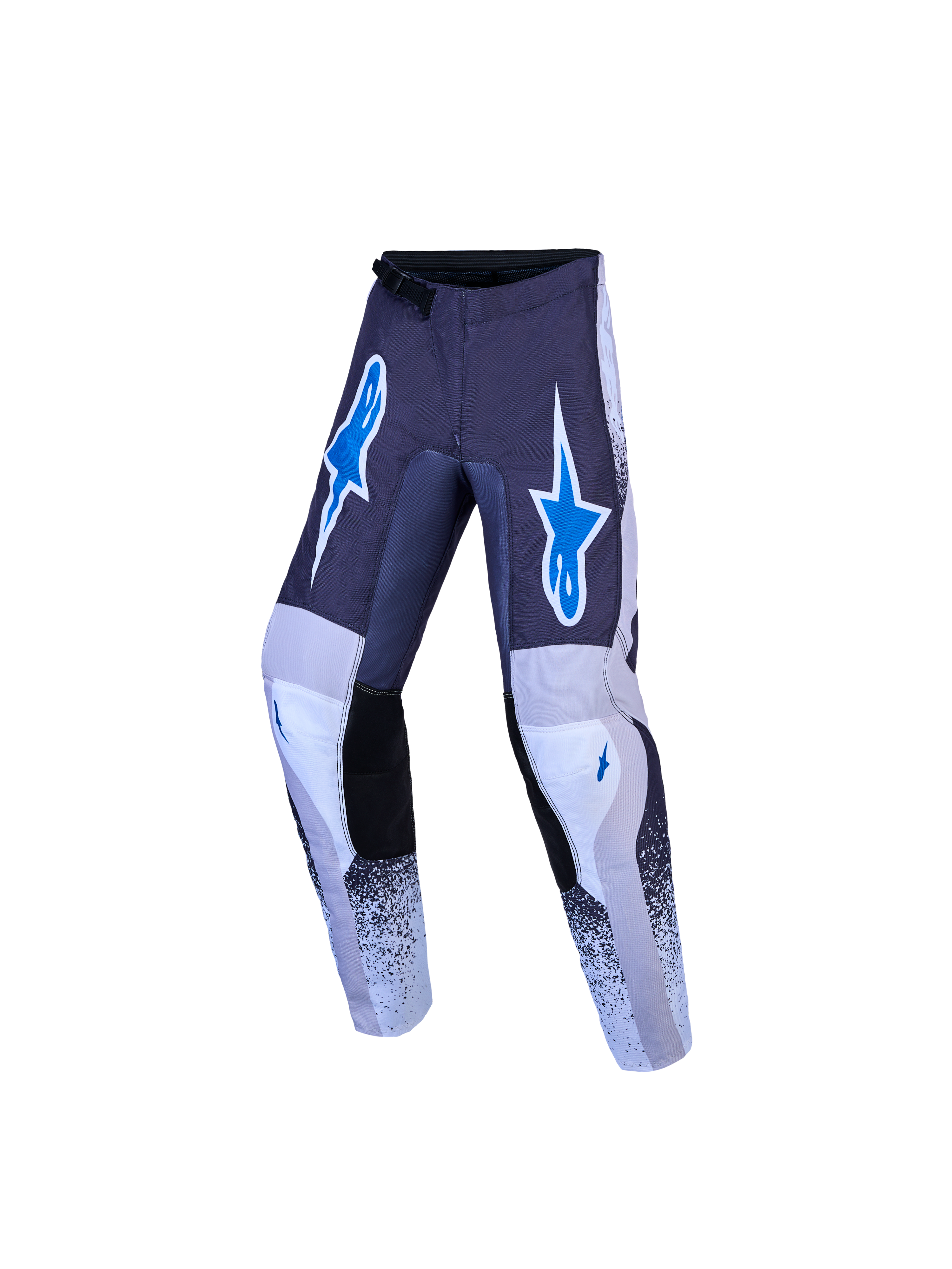 Alpinestars Pantaloni Fluid Drag Ragazzo, pantaloni da motocross per ragazzi, grigio, blu e lilla chiaro, costruzione ergonomica con gambe precurvate, ideali per MX e fuoristrada