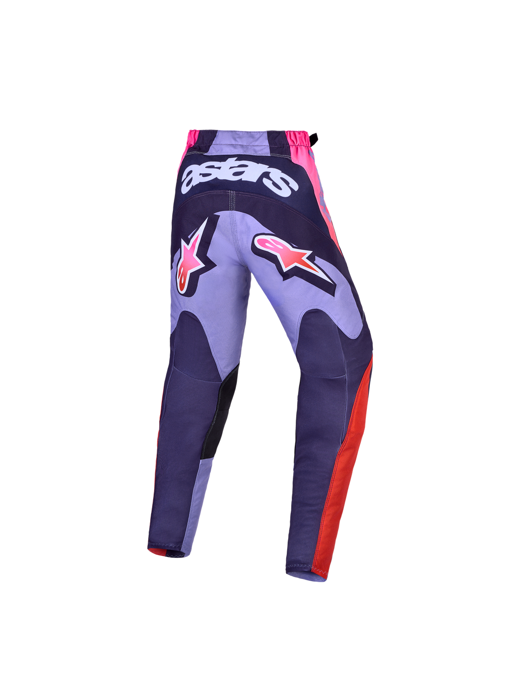 Alpinestars Pantaloni Fluid Hunt Ragazzo 2027, pantaloni da motocross viola e rosa con logo Astars e vestibilità sportiva.