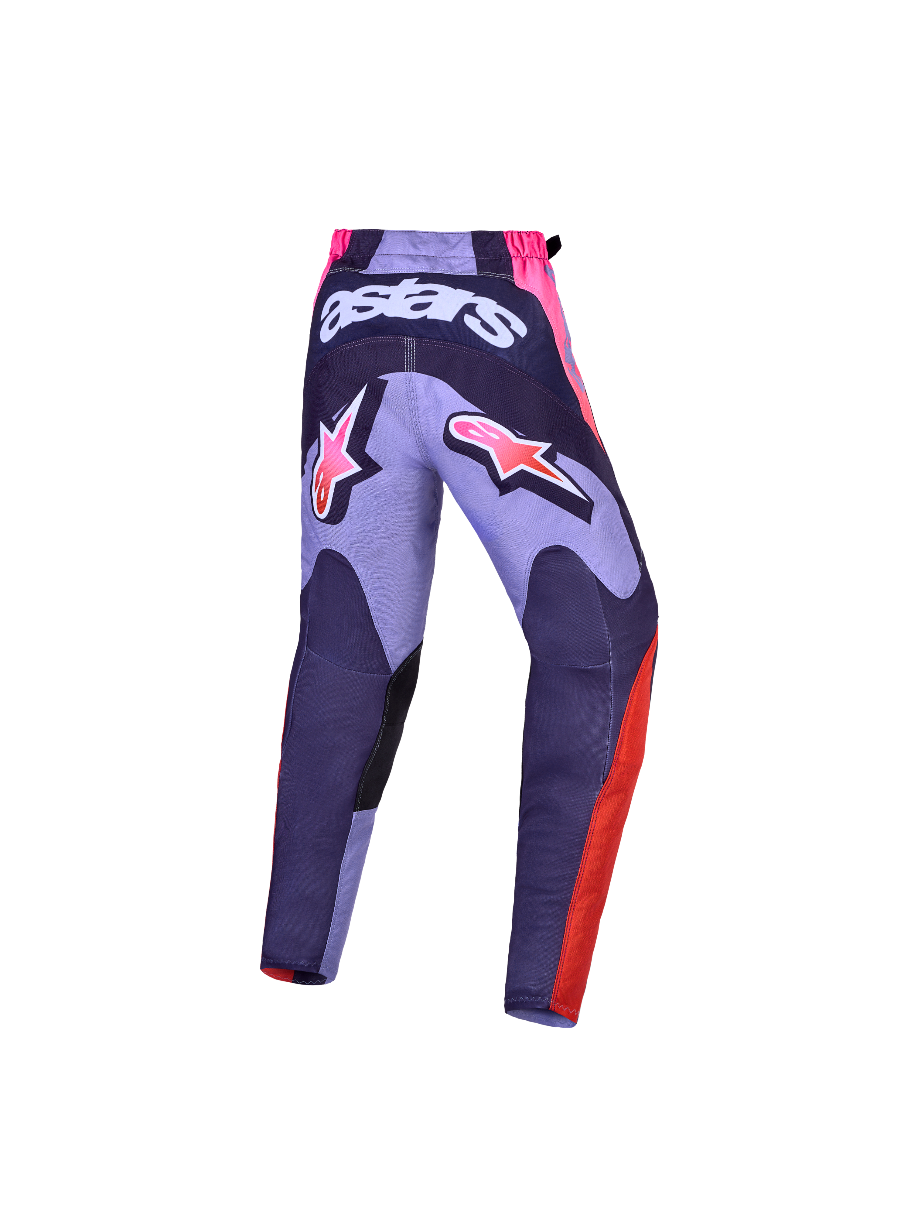 Alpinestars Pantaloni Fluid Hunt Ragazzo 2027, pantaloni da motocross viola e rosa con logo Astars e vestibilità sportiva.