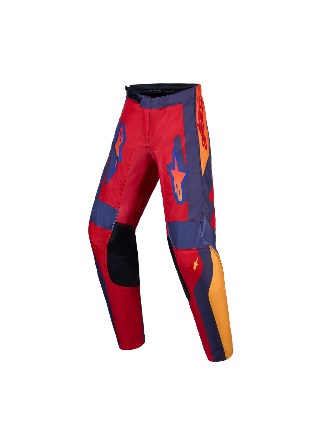 Alpinestars Pantaloni Fluid Hunt ragazzo, pantaloni da motocross rossi e grigi, con ginocchia rinforzate e pannelli stretch.