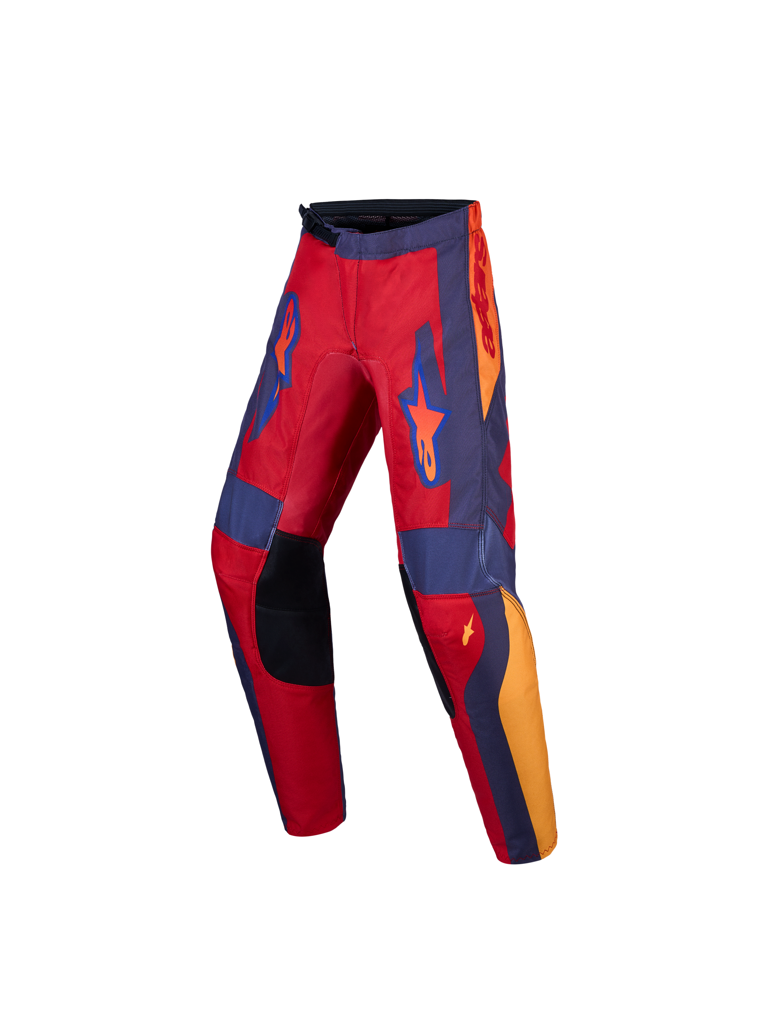 Alpinestars Pantaloni Fluid Hunt ragazzo, pantaloni da motocross rossi e grigi, con ginocchia rinforzate e pannelli stretch.