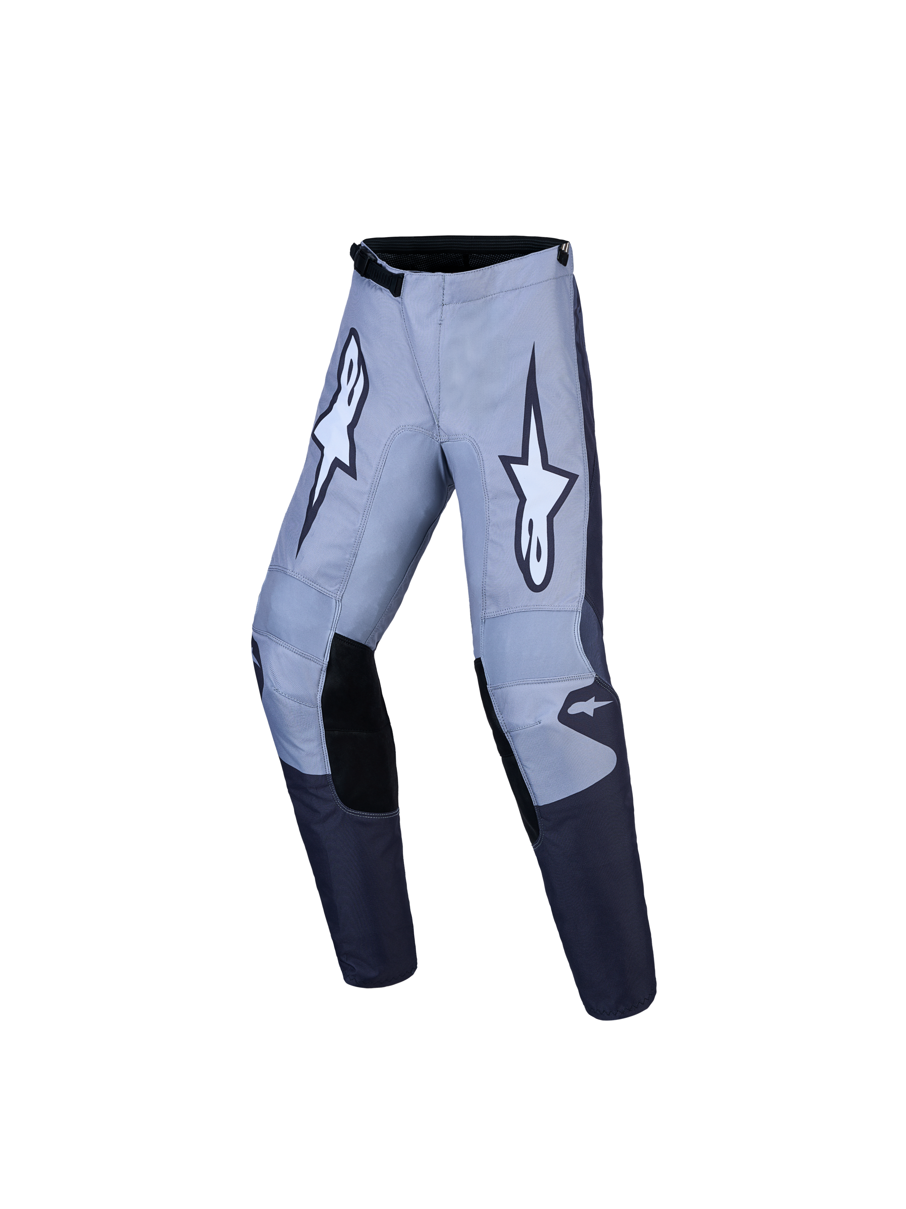 Alpinestars Pantaloni Fluid Amber ragazzo, pantaloni da motocross per ragazzi, grigi e neri, in poliestere 600D resistente, design precurvato per fuoristrada e MX.