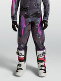 Alpinestars Pantaloni Fluid Lone Ragazzo, pantaloni da motocross grigio camo e viola, in polifabric 600D per fuoristrada.
