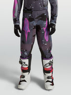 Alpinestars Pantaloni Fluid Lone Ragazzo, pantaloni da motocross grigio camo e viola, in polifabric 600D per fuoristrada.