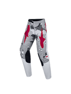 Alpinestars Pantaloni Fluid Lone Ragazzo, pantaloni da motocross grigio camo e rosso, vestibilità ergonomica fuoristrada.