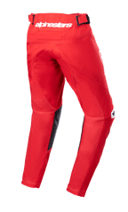 Alpinestars Pantaloni Youth Racer Narin 2023, pantaloni da motocross, rosso e bianco, vista posteriore con logo Alpinestars bianco sulla vita, pannelli interni in pelle nera, design ergonomico pre-curvato per guida fuoristrada
