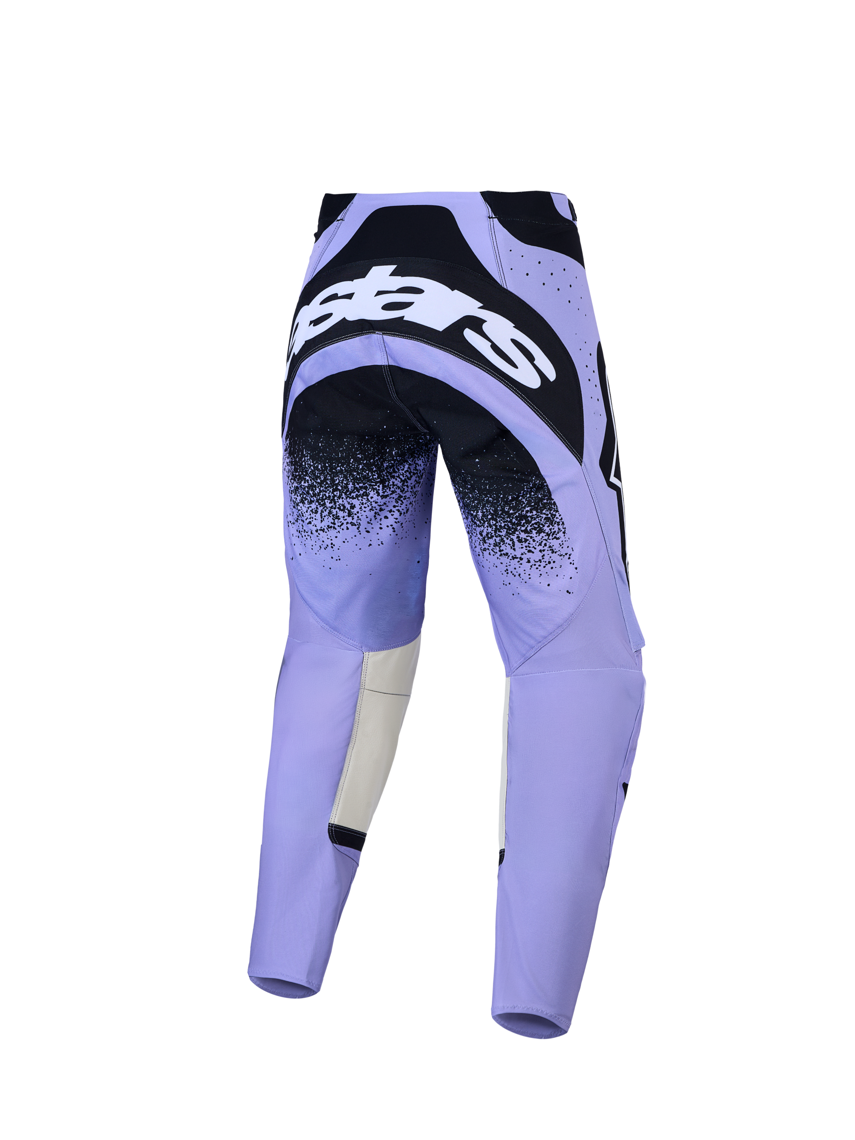 Alpinestars Pantaloni Stella Techstar Swan, pantaloni da motocross da donna, viola chiaro e neri, vista posteriore con seduta rinforzata
