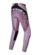 Alpinestars 2025 Stella Techstar Melt Pants, pantaloni da motocross da donna, colore Blush Black, vista posteriore con logo Alpinestars bianco sulla seduta, pannelli rinforzati neri e logo a stella sulla coscia, progettati per prestazioni fuoristrada