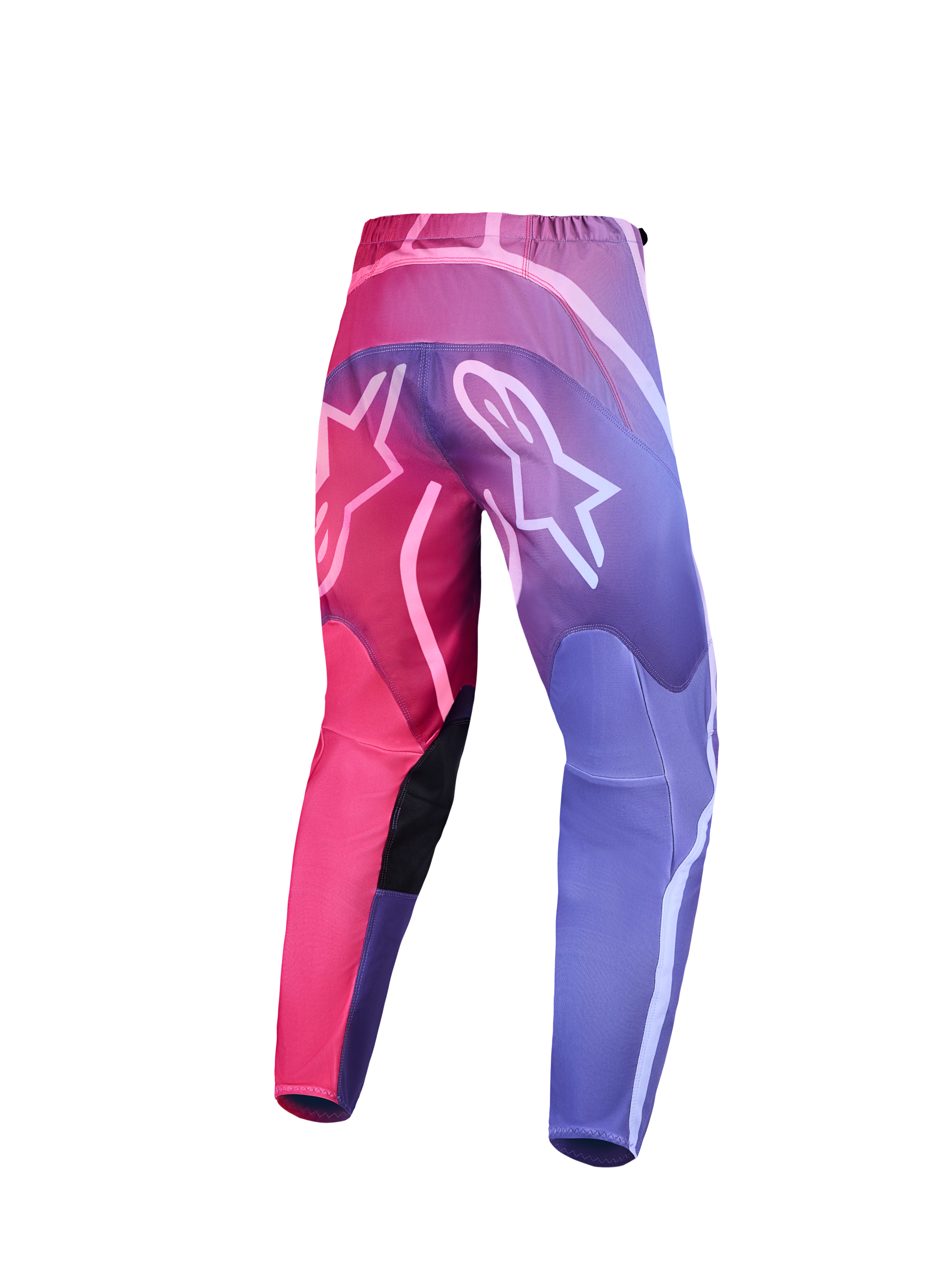 Alpinestars Pantaloni Stella Fluid Kepler, pantaloni motocross da donna, viola e rosso, con logo bianco e tessuto rinforzato.