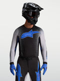 Alpinestars maglia Supertech Hiten AFD, maglia da motocross da uomo, nera e blu, vestibilità racing per gare fuoristrada.