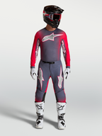 Alpinestars Maglia Supertech Hiten AFD grigia e rossa fluo, maglia motocross con fit atletico e mesh ventilato.