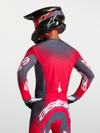 Alpinestars Maglia Supertech Hiten AFD, maglia da motocross grigia e rosso fluo, ventilazione Stretchnet posteriore, vestibilità racing professionale da uomo