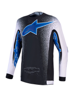 Alpinestars maglia Supertech Hiten AFD, maglia da motocross da uomo, nera e blu con maniche bianche e mesh ventilato