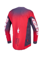 Alpinestars maglia Supertech Hiten AFD, maglia motocross uomo ventilata, rosso fluo e grigio, vista posteriore, vestibilità atletica.