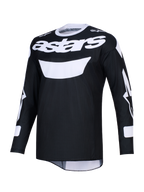 Alpinestars 2026 Racer Air Riway Jersey, maglia da motocross, nera e bianca, con vistoso logo astars bianco sul petto, tessuto mesh leggero per un'elevata ventilazione, maniche lunghe e vestibilità atletica per prestazioni off-road