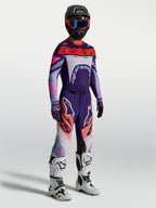 Alpinestars Supertech Dyna Gear Set, completo motocross da uomo, viola e rosa fluo, in mesh con vestibilità atletica.