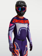 Alpinestars Maglia Supertech Dyna, maglia motocross da uomo, viola e rosa fluo, mesh elasticizzato traspirante con fori laser.