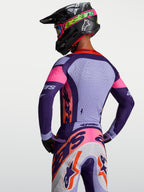 Alpinestars Maglia Supertech Dyna, maglia da motocross da uomo, viola e rosa fluo, traspirante con fori laser e vestibilità atletica per gare MX