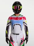 Alpinestars Maglia Supertech Dyna 2027, maglia motocross uomo, lilla chiaro e verde fluo, in mesh elasticizzato ventilato.