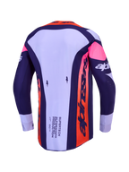 Alpinestars Maglia Supertech Dyna, maglia da motocross da uomo, viola e rosa fluo, in mesh ventilato, vista posteriore