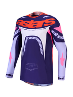 Alpinestars Maglia Supertech Dyna, maglia da motocross, viola e rosa fluo, mesh elasticizzato ventilato e vestibilità atletica.