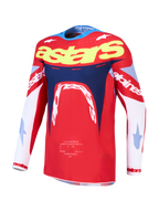 Alpinestars Maglia Supertech Dyna, maglia da motocross da uomo, rossa, bianca e blu navy, vestibilità racing in mesh elasticizzato leggero per gare SX e MX