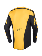 Alpinestars Racer Riway Jersey 2026, maglia da motocross, giallo e nero, vista posteriore con pannello centrale giallo e maniche nere con logo 'astars' giallo, design ergonomico per il fuoristrada