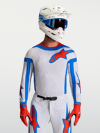 Alpinestars Maglia Supertech Vesta, maglia da motocross da uomo, lilla chiaro con dettagli rossi e blu, mesh traspirante con fori laser