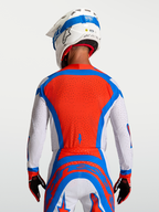 Maglia Supertech Vesta Alpinestars, maglia da motocross da uomo, rosso e bianco, vista posteriore con mesh ventilata per gare MX.