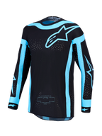 Alpinestars maglia Supertech Vesta AND Gear Set, da motocross da uomo nera e turchese con ventilazione laser e logo a stella.