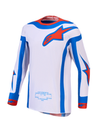 Alpinestars maglia Supertech Vesta, maglia da motocross da uomo lilla, rossa e blu con vestibilità atletica.