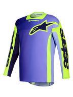 Alpinestars 2026 Racer Portl Jersey, maglia da motocross, viola e giallo fluo, con corpo viola sfumato e vivaci accenti gialli, grande logo Alpinestars a stella sul petto e marchio 'astars' sulle maniche