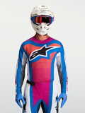 Maglia Alpinestars Techstar Maven, maglia da motocross blu e corallo, vestibilità atletica e tessuto traspirante