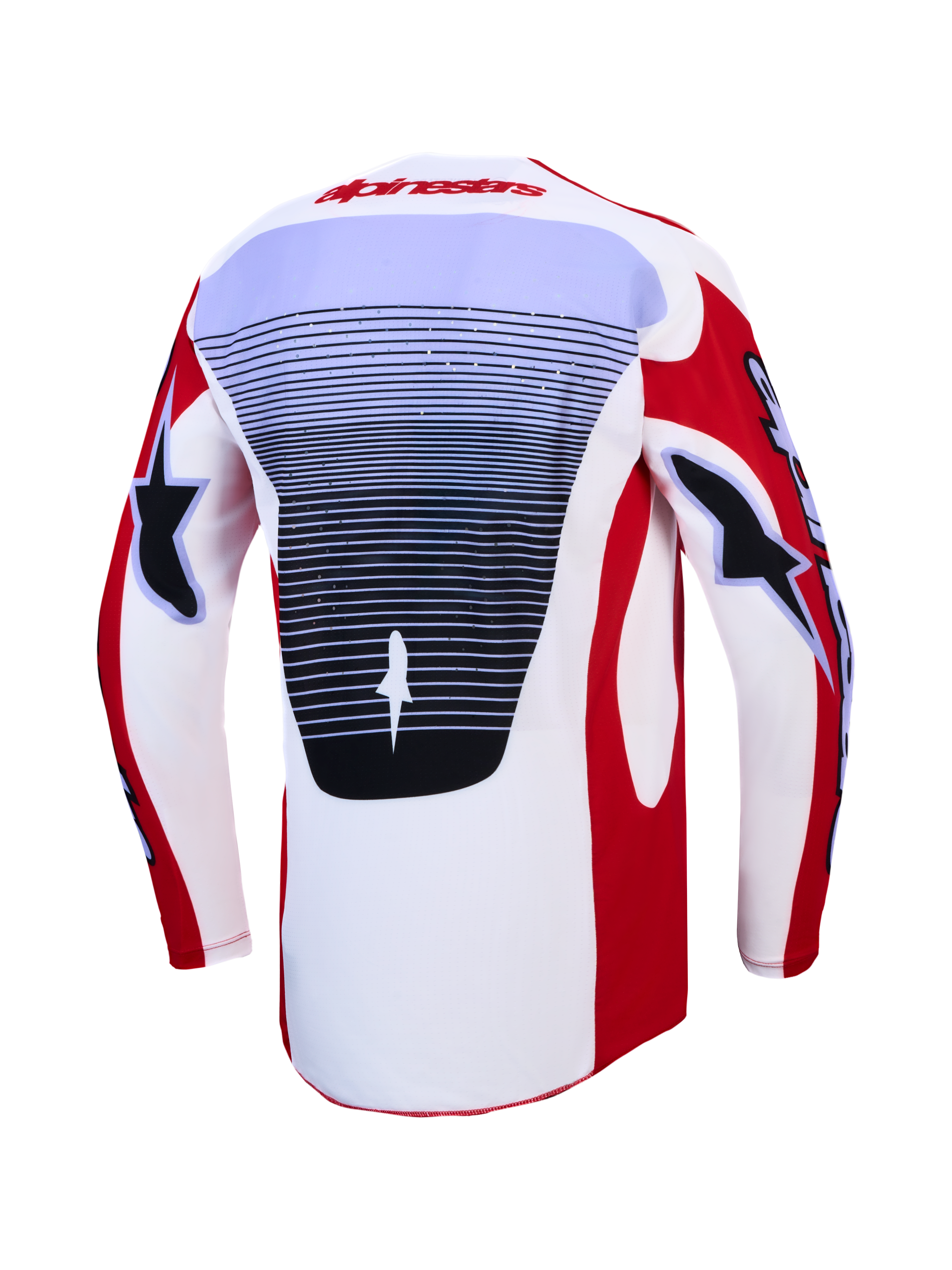Alpinestars maglia Techstar Maven e completo Techstar Maven 2027, maglia da motocross rossa e bianca con retro ventilato.