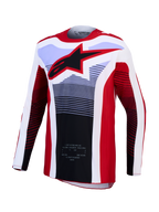 Alpinestars Maglia Techstar Maven, maglia da motocross uomo, rossa e bianca, logo a stella nero e tessuto traspirante.