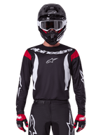 Alpinestars maglia e completo Fluid Haul 2025 da uomo, abbigliamento da motocross nero e bianco con dettagli rossi