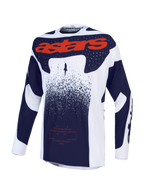 Alpinestars maglia Techstar Swan, maglia da motocross per uomo, lilla, grigia e rossa fluo, vestibilità racing traspirante.