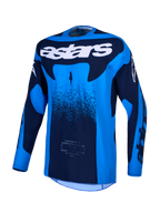 Alpinestars Maglia Techstar Swan, maglia da motocross da uomo, blu e blu scuro, con ventilazione laser e tessuto traspirante.