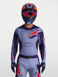 Alpinestars Maglia Racer Air Hunt, maglia motocross uomo, viola e rosa fluo, mesh traspirante con vestibilità da gara in sella.