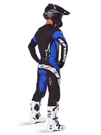 Alpinestars completo e maglia Techstar Dreem 2025, abbigliamento da motocross per uomo, nero e blu, vista posteriore