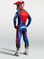 Alpinestars maglia Racer Hunt, maglia da motocross per uomo, blu e rossa, vista posteriore, tessuto traspirante per off-road