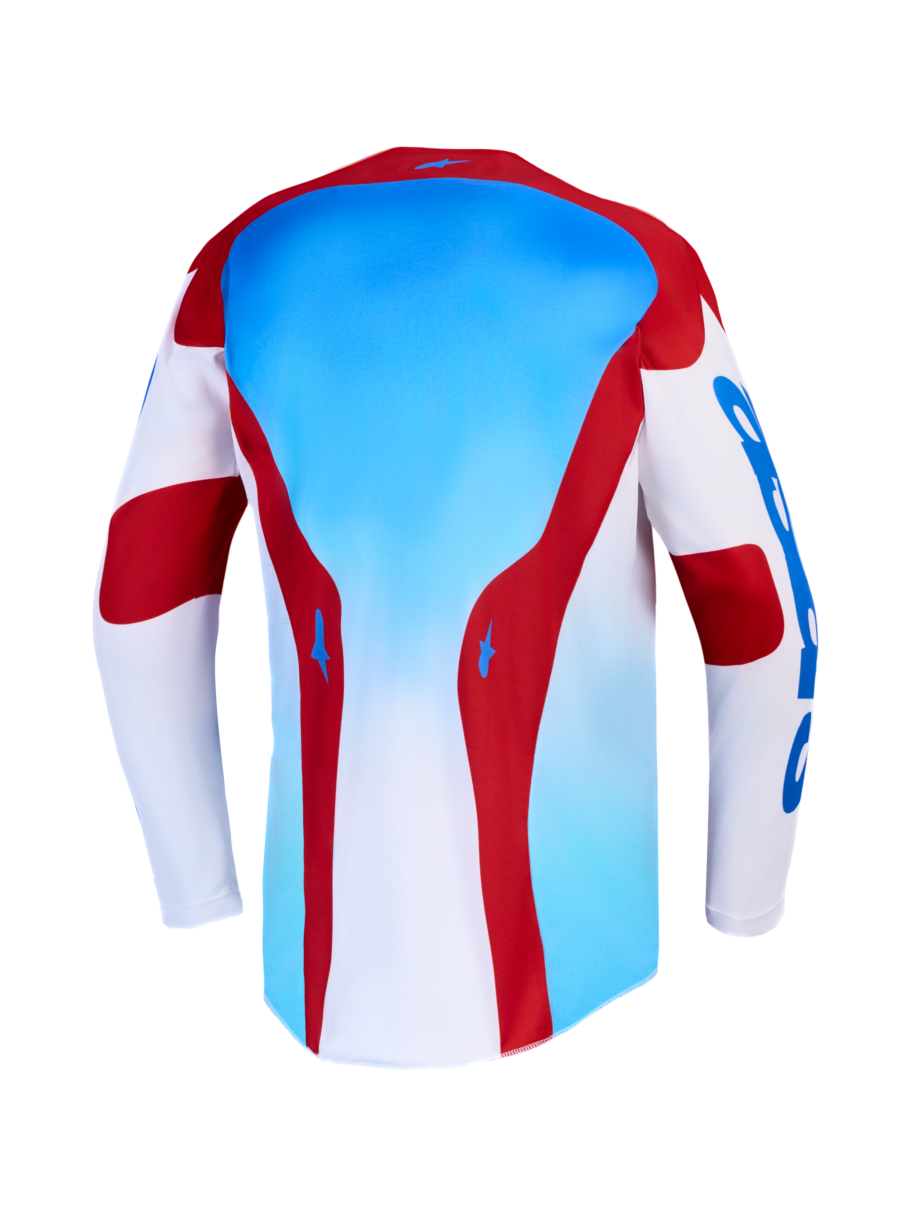 Alpinestars maglia Racer Hunt e Racer Hunt Gear Set, maglia da motocross blu, rossa e bianca, in polifibra, vista posteriore