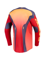 Alpinestars Maglia Racer Hunt, maglia motocross da uomo, rosso e grigio, vista posteriore con orlo allungato e fit sportivo.
