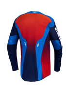 Alpinestars Racer Hunt Jersey, maglia da motocross da uomo, vista posteriore, blu e rosso, tessuto tecnico traspirante con orlo posteriore allungato