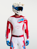 Alpinestars Maglia Racer Hunt, maglia motocross da uomo, rosso, bianco e blu, in mesh traspirante, per guida off-road.