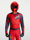 Alpinestars Maglia Racer Hunt, maglia da motocross da uomo rossa e grigia, tessuto traspirante e rete ventilata.