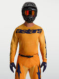 Alpinestars Racer Amber Jersey, Motocross Racing Jersey, Men's, Orange and Deep Blue, moisture-wicking polyfabric.